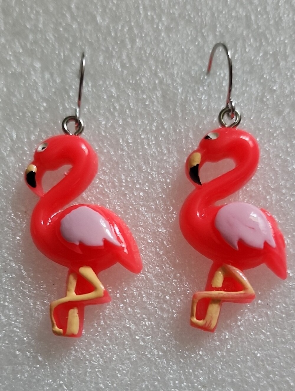 Hand Crafted Pink and Gold Flamingo Dangle Earrings